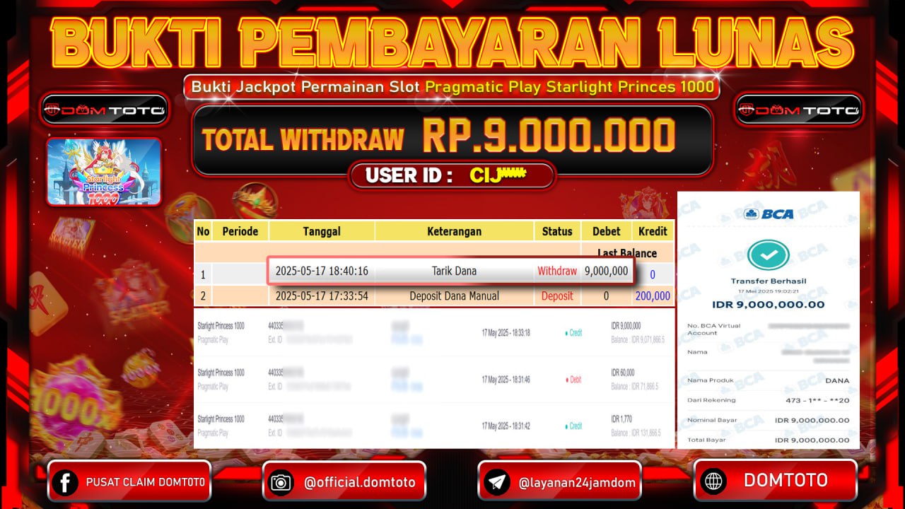 JACKPOT SLOT STARLIGHT PRINCES 1000 17 MEI 2025